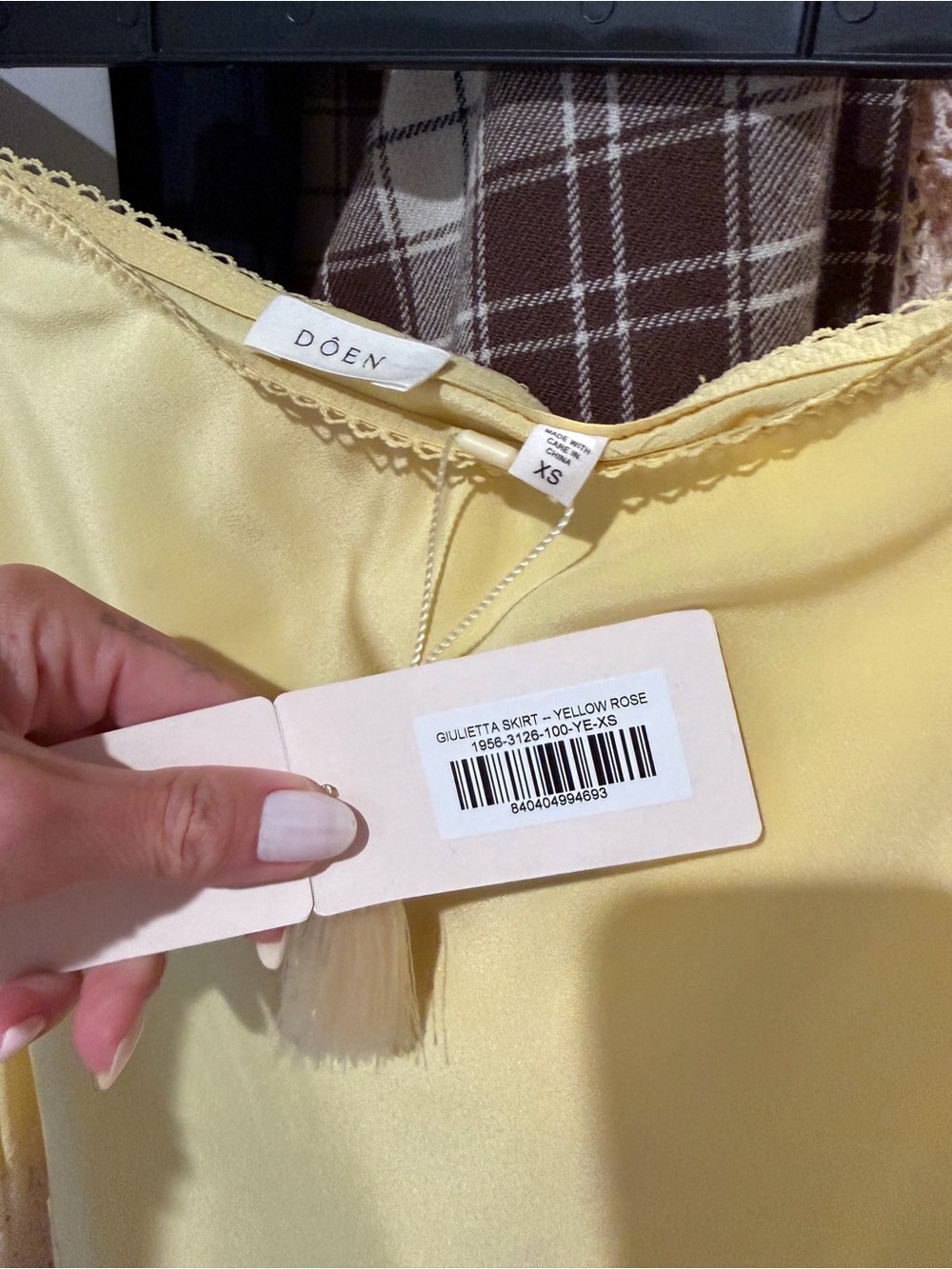 Doen Giulietta Pale Yellow Mini Slip Skirt with Cream Lace Trim size XS BNWT - Picture 3 of 3